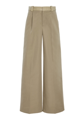 Christopher Esber Leather-Detailed Cotton Wide-Leg Trousers - Moda Operandi