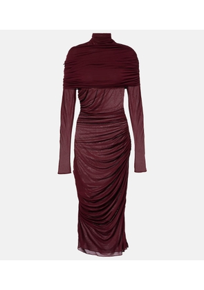 Mugler Sheer ruched midi dress