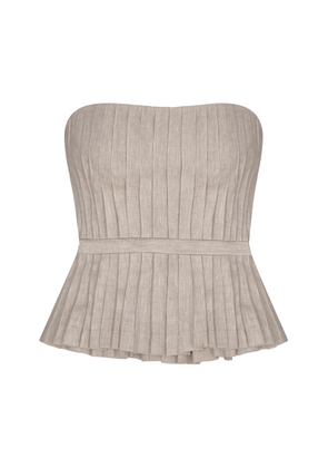 Andres Otalora Encantadora Pleated Linen Top - Moda Operandi