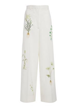 Stella McCartney Embroidered Stretch-Wool Wide-Leg Pants - Moda Operandi