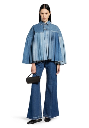Pleated Denim Cape
