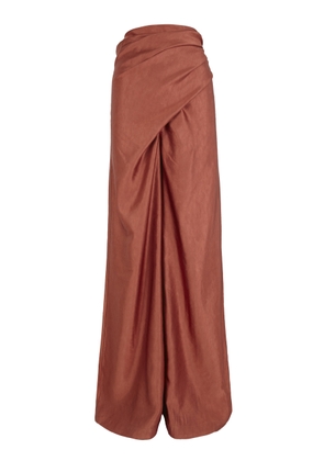 Cortana Glow Linen-Blend Wide-Leg Wrap Pants - Moda Operandi