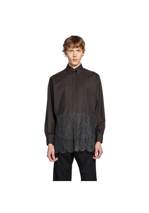 Striped Wool with Lace Hem Shirt