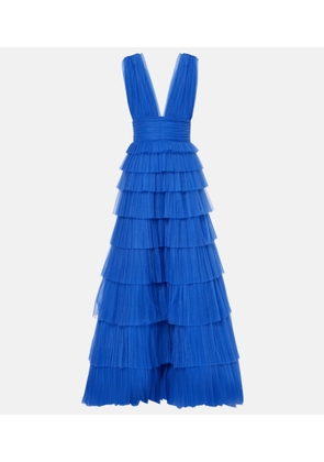 Costarellos Zeferra plisse tiered tulle gown
