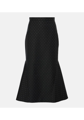 Erdem Polka-dot cotton and wool lame midi skirt