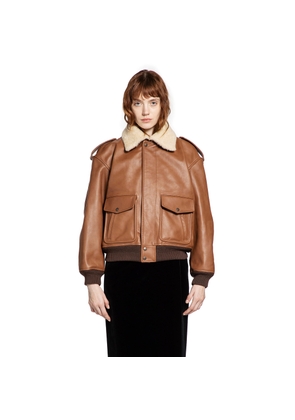Bomber in Grained Leather and Shearling