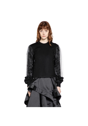 Wool Jersey and Tulle Long Sleeve T-Shirt