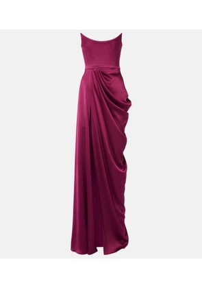 Alex Perry Draped satin crepe bustier gown
