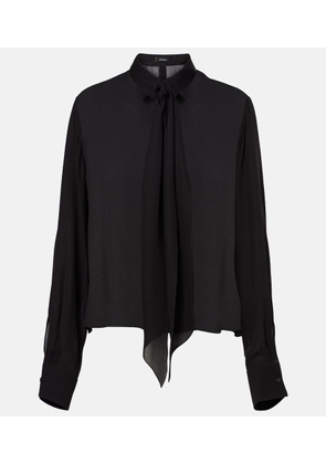 Wardrobe.NYC Tie-neck silk blouse