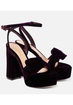 Gianvito Rossi 70 bow-detail velvet platform sandals