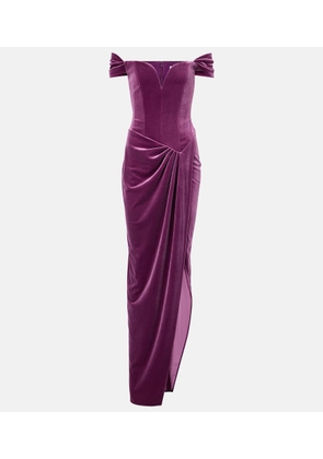 Alex Perry Asymmetric velvet bustier gown