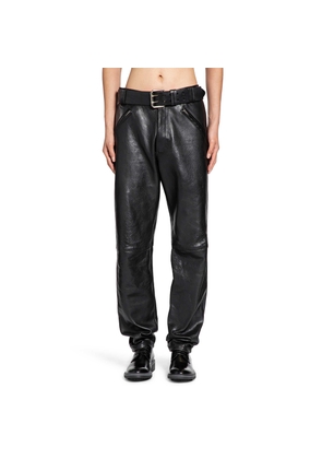 Belted Pants in Grained Leather