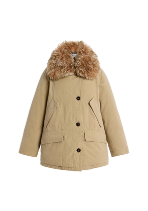 Prada Shearling-Trimmed Cotton Down Jacket - Moda Operandi