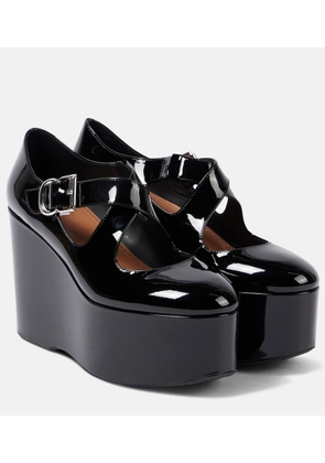Alaia Criss Cross patent leather wedges