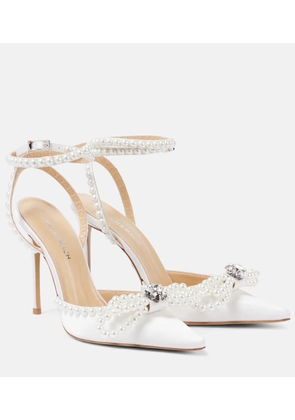 Mach & Mach Double Bow embellished satin pumps