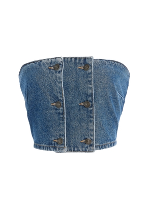 ROTATE Button-Detailed Denim Top - Moda Operandi