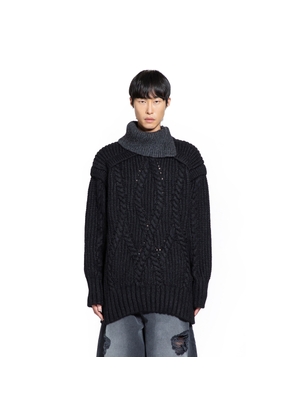 Contrast High-Neck Chunky Knit Jumper