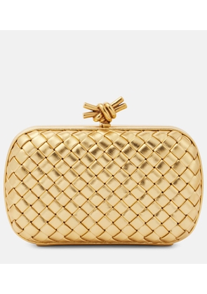 Bottega Veneta Knot Intreccio metallic leather clutch