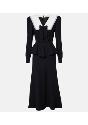 Alessandra Rich Bow-detail peplum satin midi dress