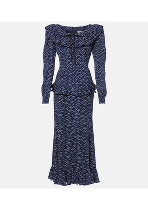 Alessandra Rich Polka-dot printed silk maxi dress