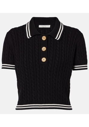 Alessandra Rich Cable-knit cropped cotton polo shirt