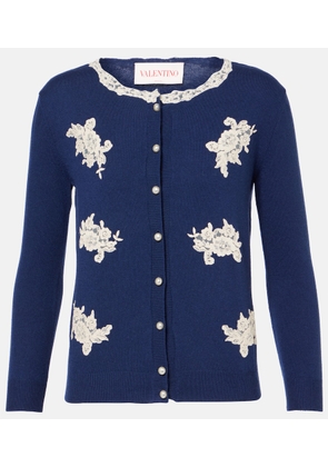 Valentino Lace-trimmed virgin wool cardigan