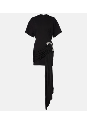 David Koma Embellished draped jersey minidress