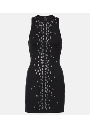 David Koma Crystal-embellished jersey minidress