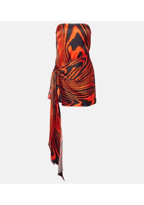 David Koma Zebra-print gathered bustier dress