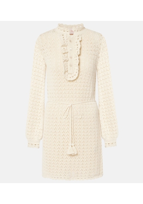 Valentino Open-knit cotton minidress