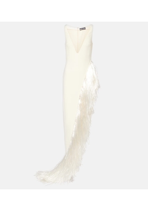 David Koma Fringed asymmetric cady gown