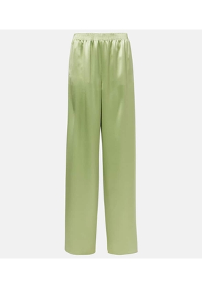 Valentino High-rise silk duchesse wide-leg pants