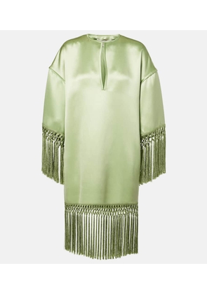 Valentino Fringed silk duchess satin tunic
