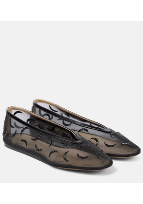 Le Monde Beryl Luna embroidered mesh ballet flats