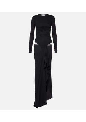 The Attico Draped cutout semi-sheer maxi dress