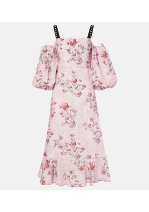 Agua by Agua Bendita Mercedes Wisteria floral linen midi dress