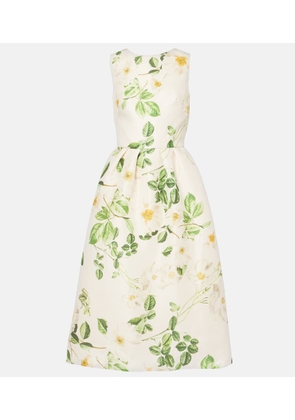 Monique Lhuillier Floral silk satin midi dress
