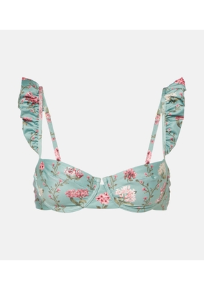 Agua by Agua Bendita Kiwi floral ruffled bikini top