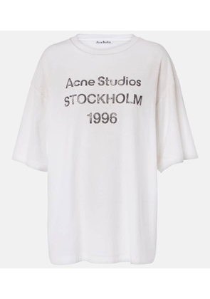 Acne Studios Distressed logo cotton and hemp T-shirt