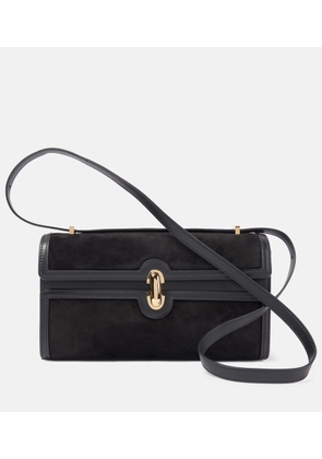 Savette Symmetry 26 leather-trimmed suede shoulder bag