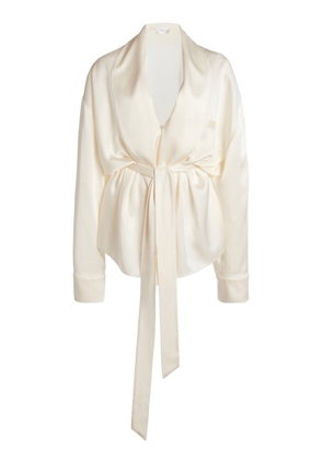 Victoria Beckham Wrapped Satin Pajama-Style Top - Moda Operandi