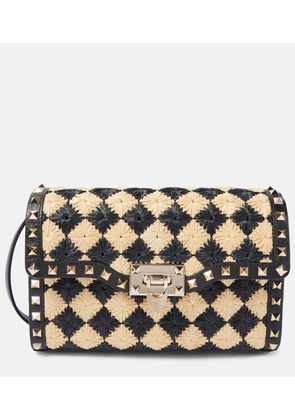 Valentino Garavani Rockstud Small raffia-effect shoulder bag