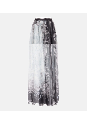 Elie Saab Printed silk chiffon maxi skirt