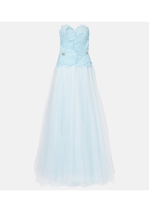 Costarellos Edra floral strapless tulle gown