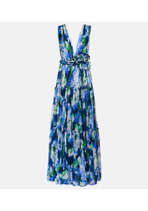 Costarellos Arella floral silk georgette gown