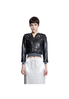 Cropped Leather Biker Jacket