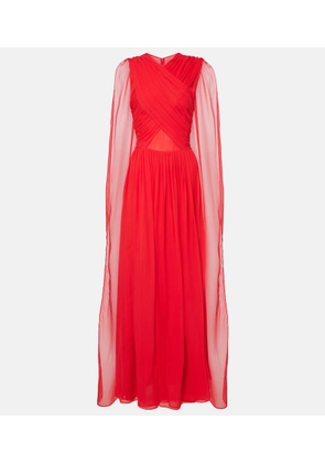 Costarellos Seva gathered silk georgette gown
