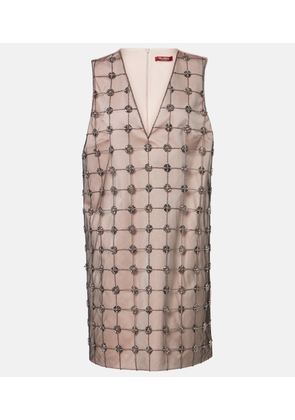 Max Mara Acino embellished tulle and satin minidress