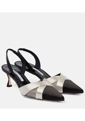 Manolo Blahnik Oyounasli 50 satin slingback pumps