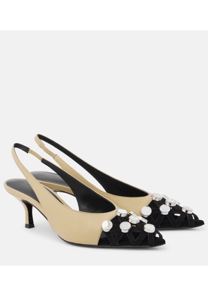 The Attico Fiona 50 embellished leather slingback pumps